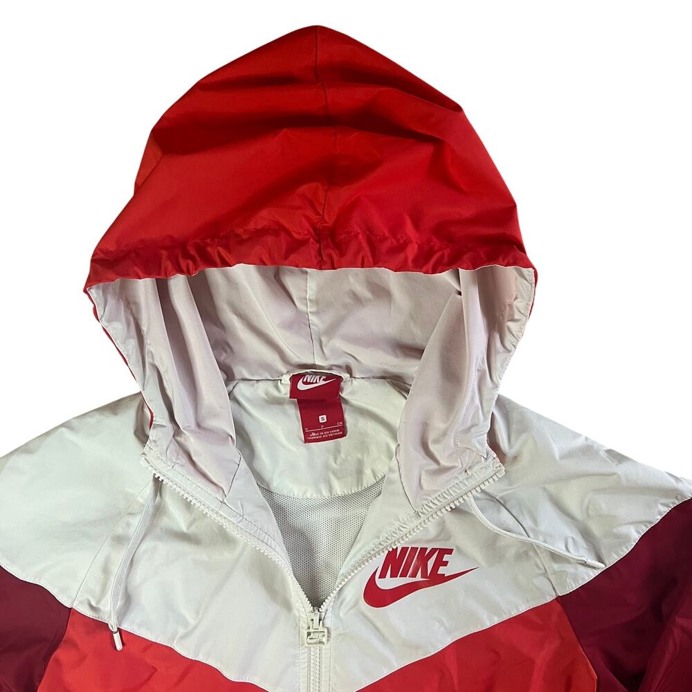 Nike Windrunner Hooded Windbreaker Jacket Red White Burgundy Small - Picture 3 of 16
